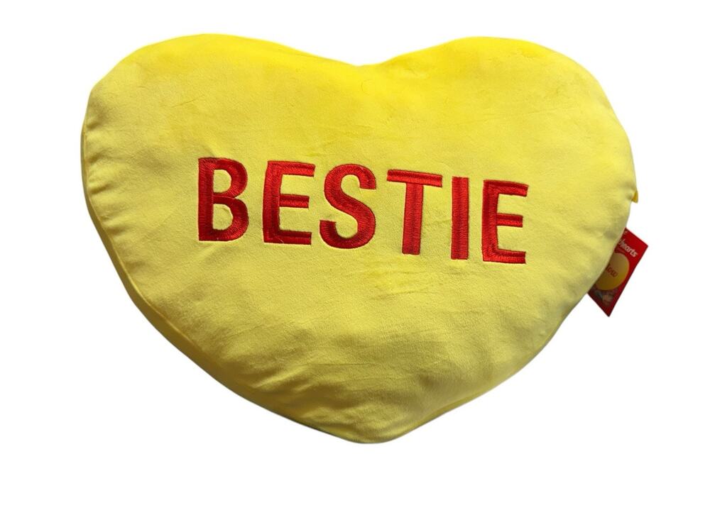 BESTIE Sweethearts Candy Conversation Heart Shaped Pillow Large 20” Plush